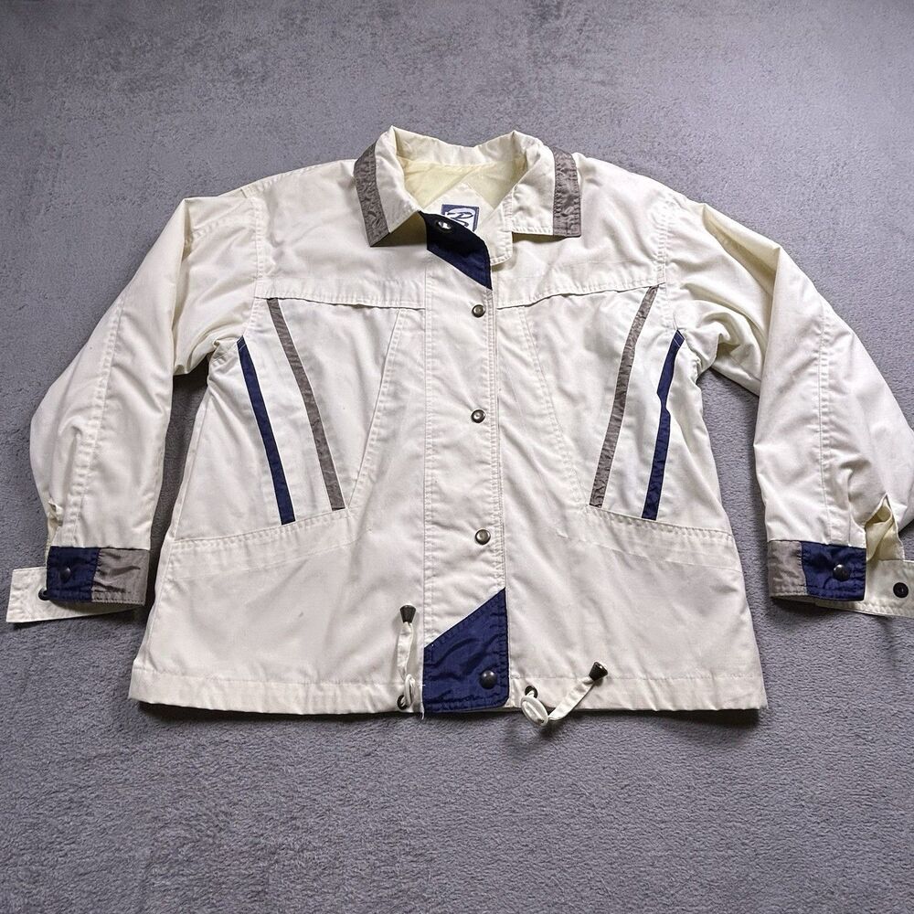 Braetan Windbreaker Jacket Womens S Cream Colorblock Vintage 90s Retro